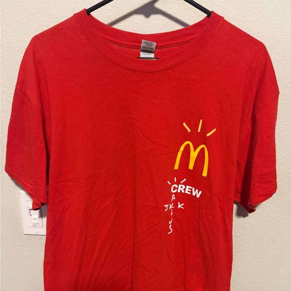 Travis Scott McDonald's Red Crew T-Shirt with Yellow Logo